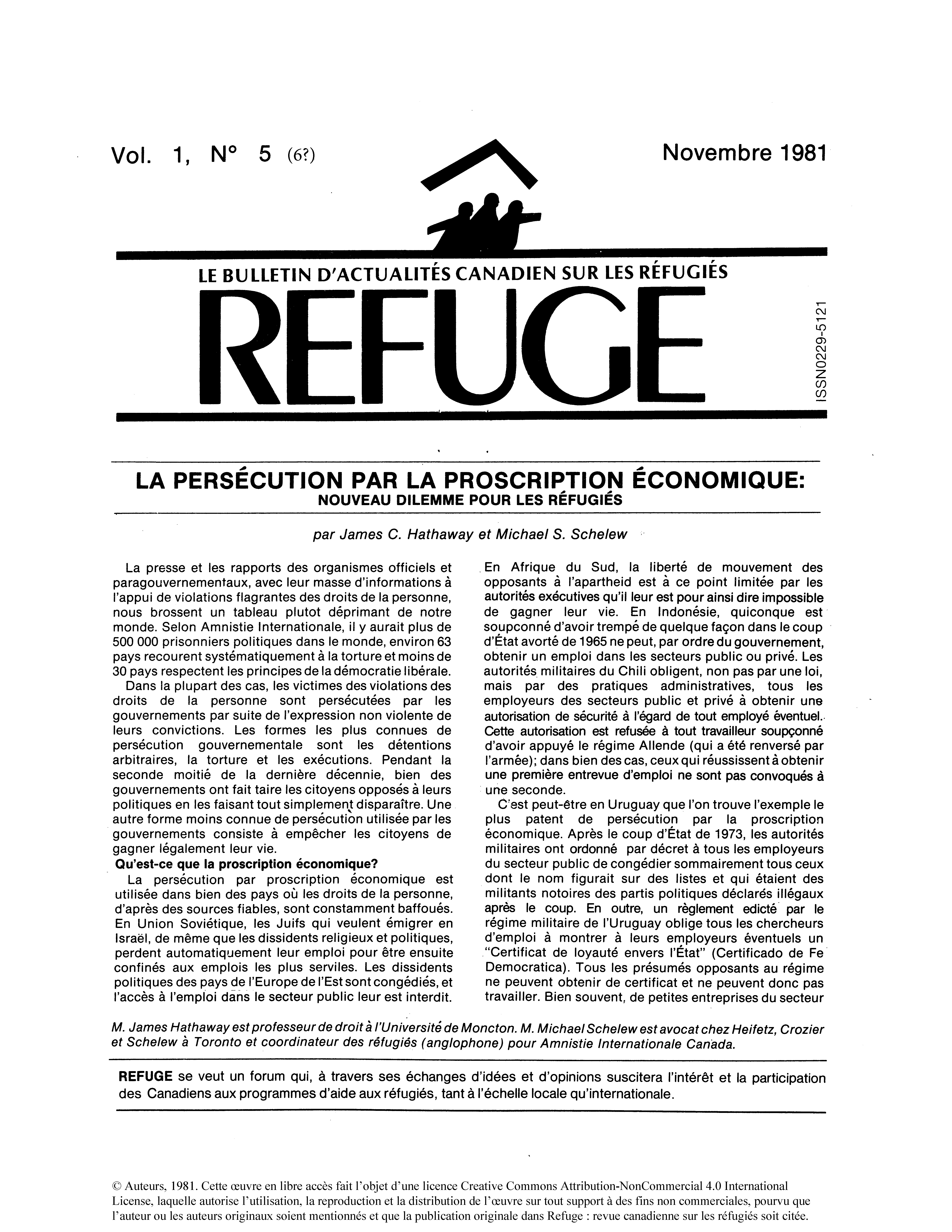 first page Refuge vol. 1.5 1981