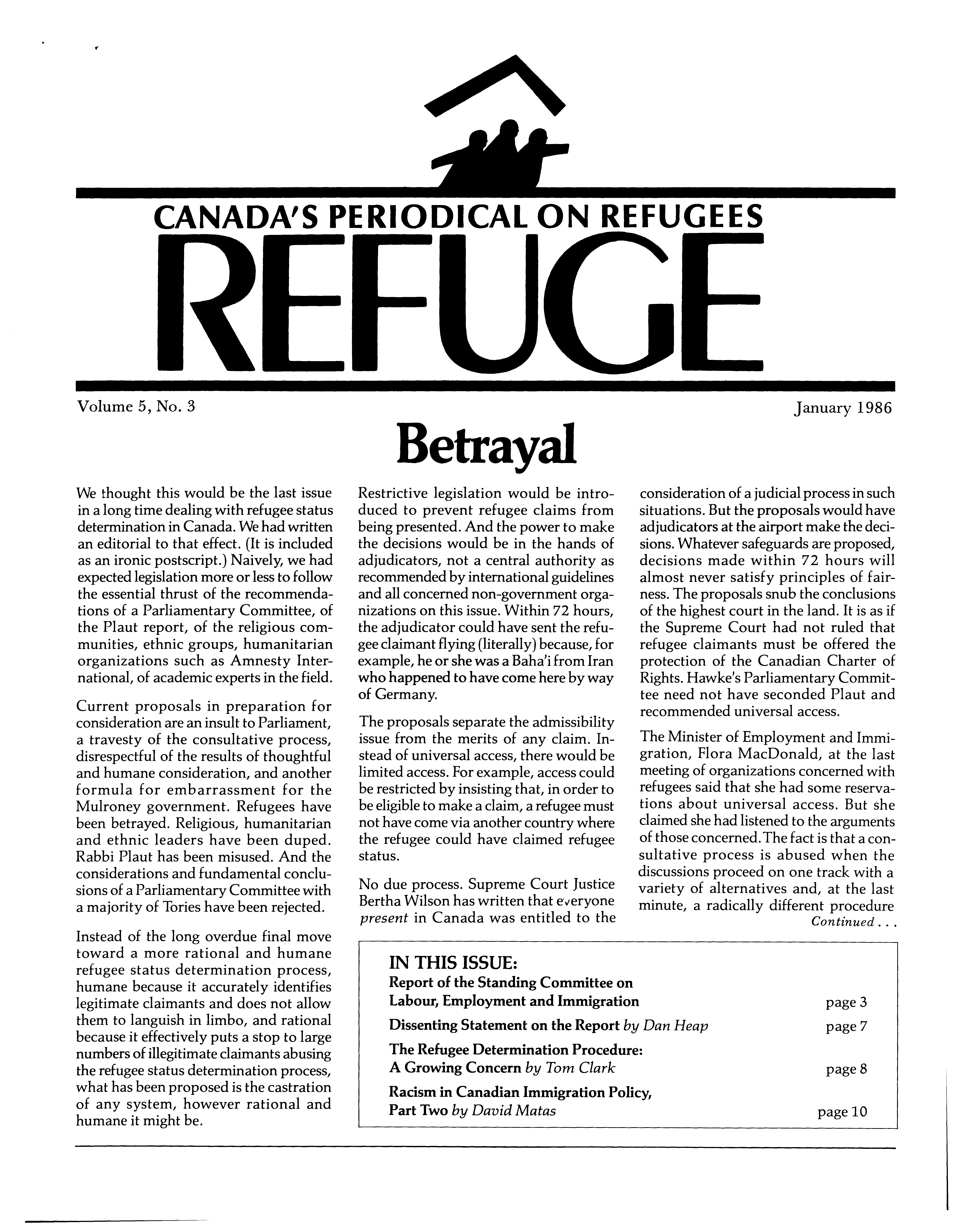 first page Refuge vol. 5.3 1986