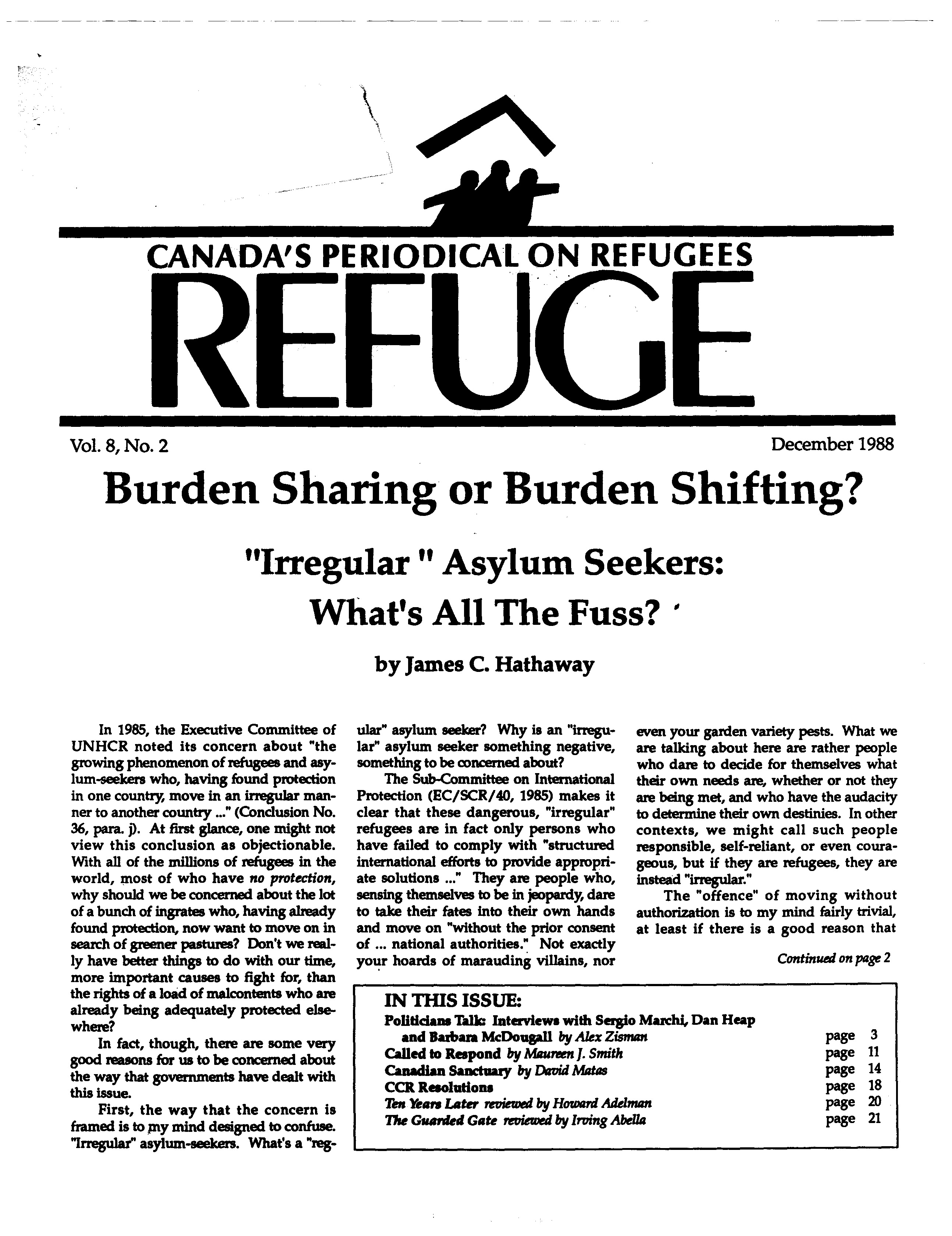 first page Refuge vol. 8.2 1988