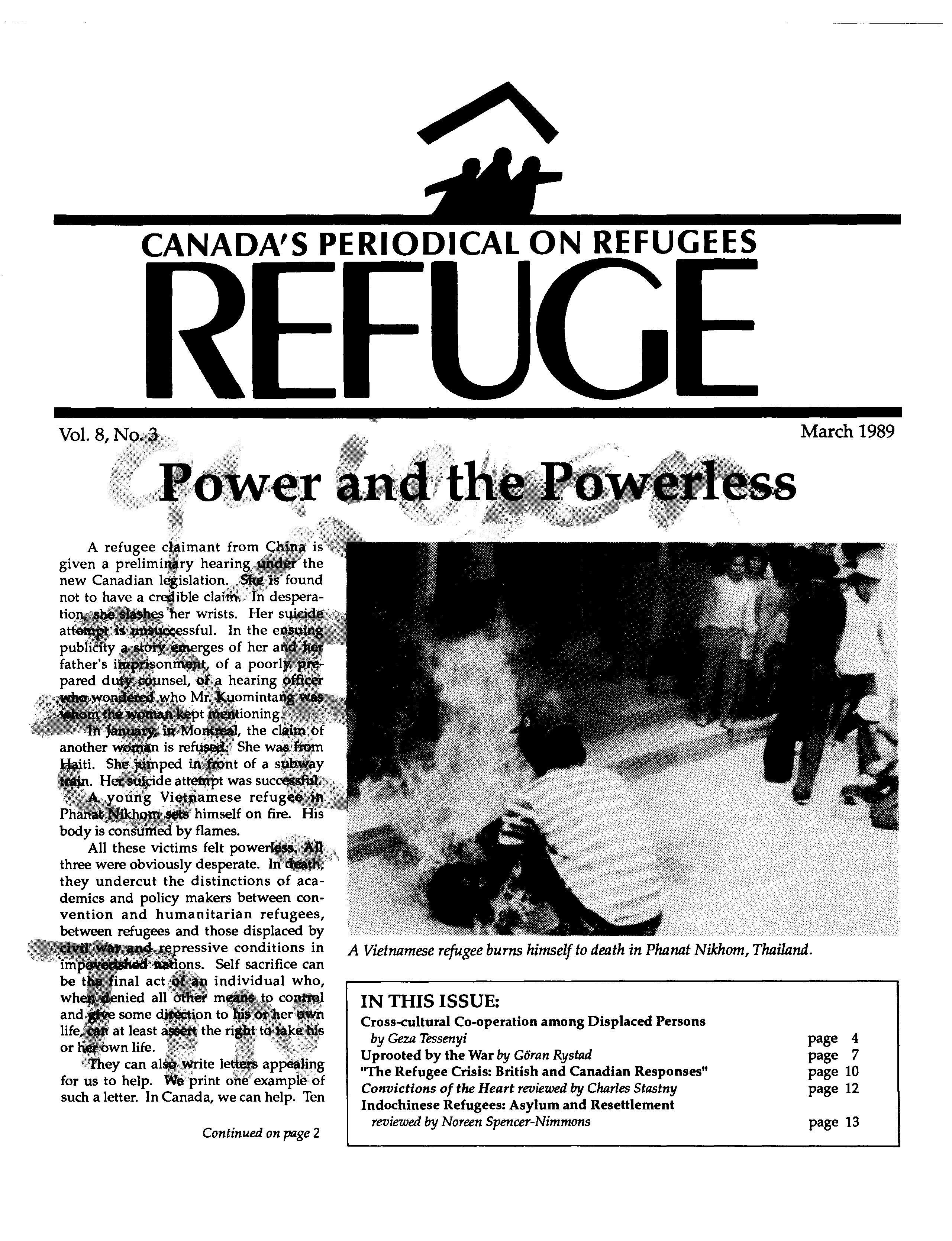 first page Refuge vol. 8.3 1989