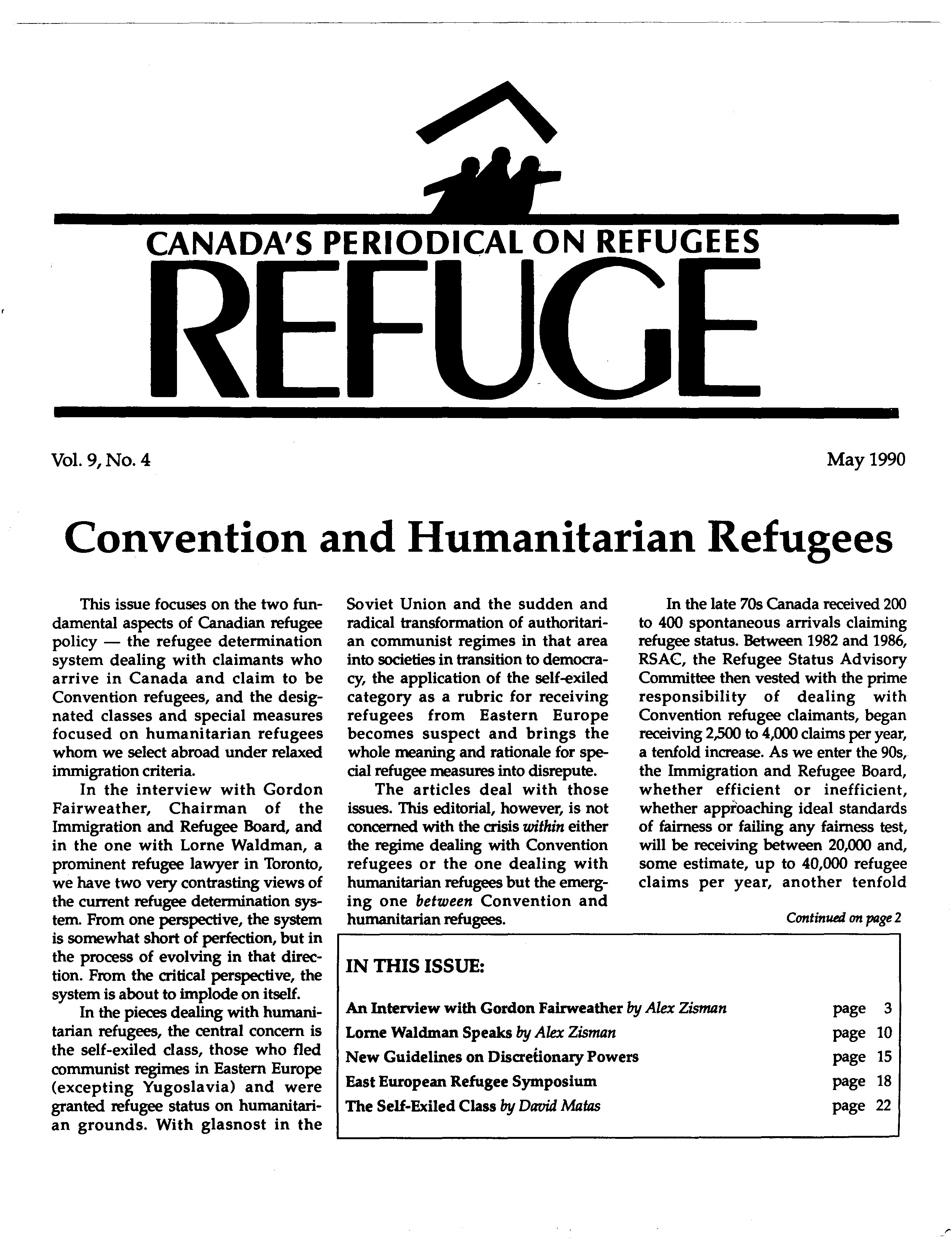 first page Refuge vol. 9.4 1990