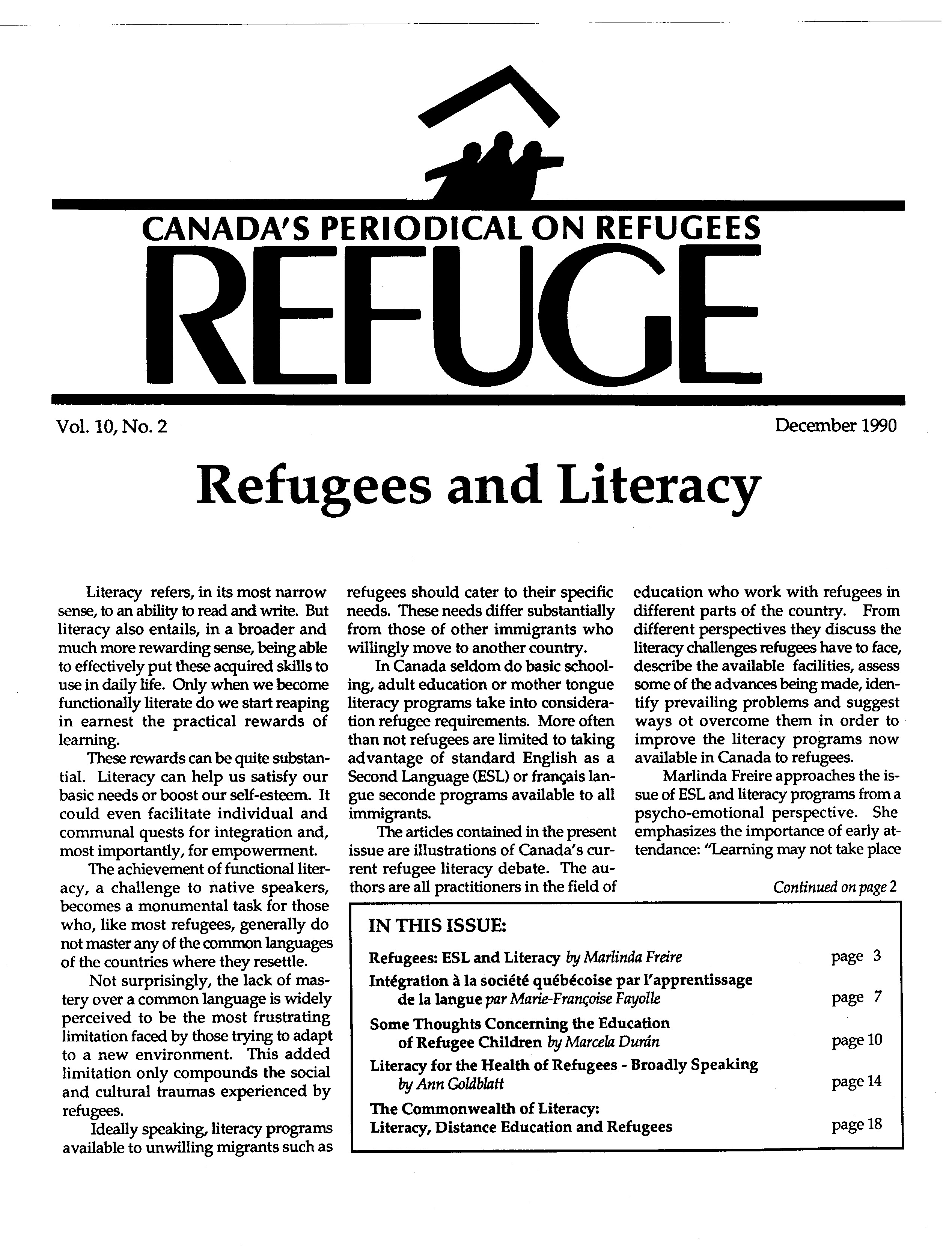 first page Refuge vol. 10.2 1990
