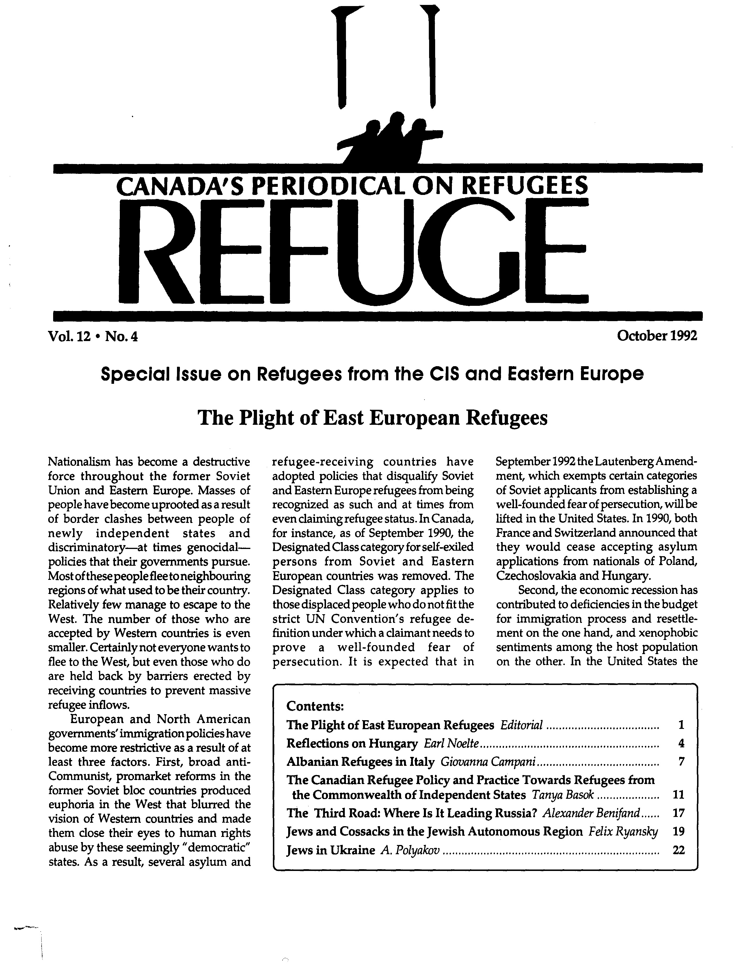 first page Refuge vol. 12.4 1992