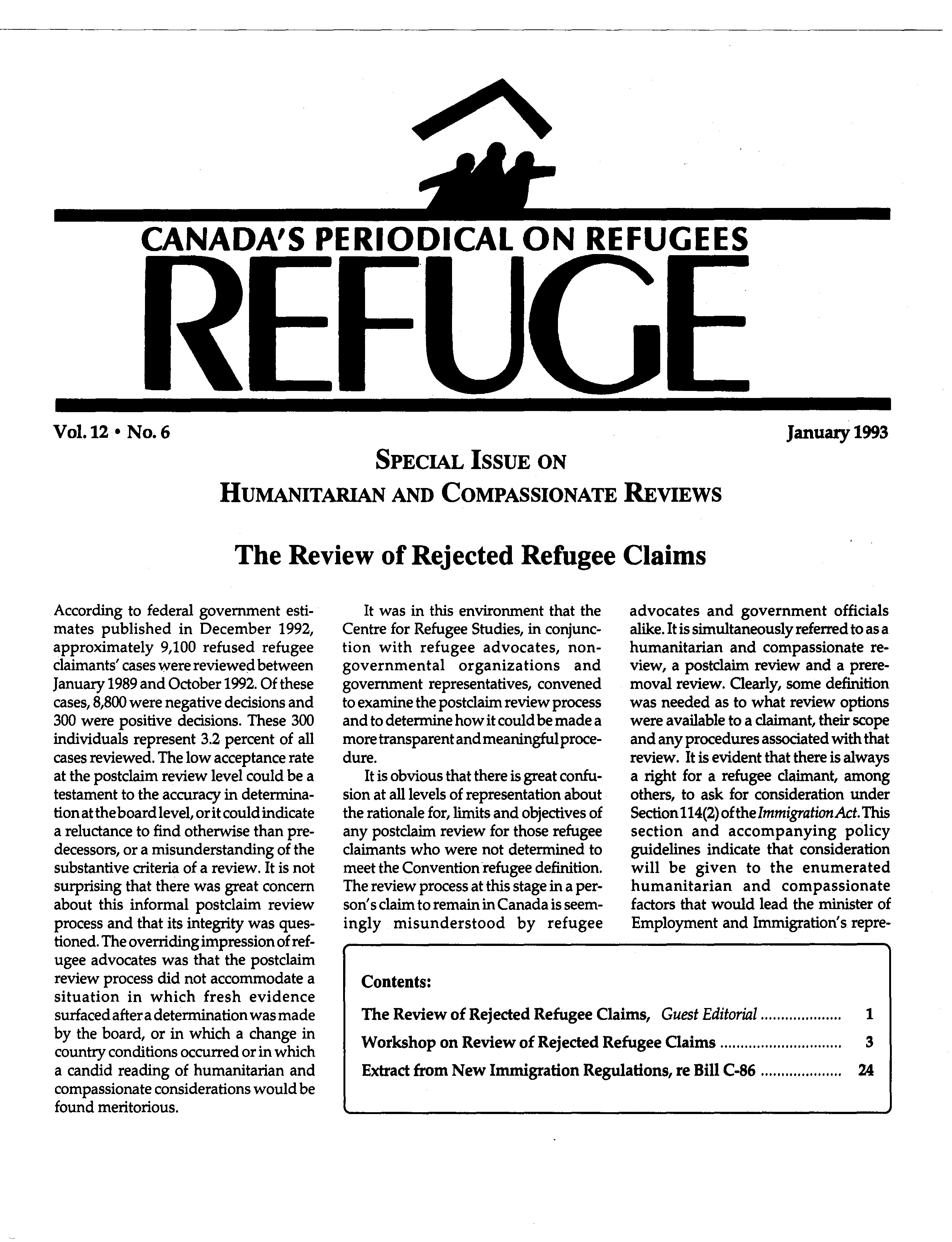 first page Refuge vol. 12.6 1993