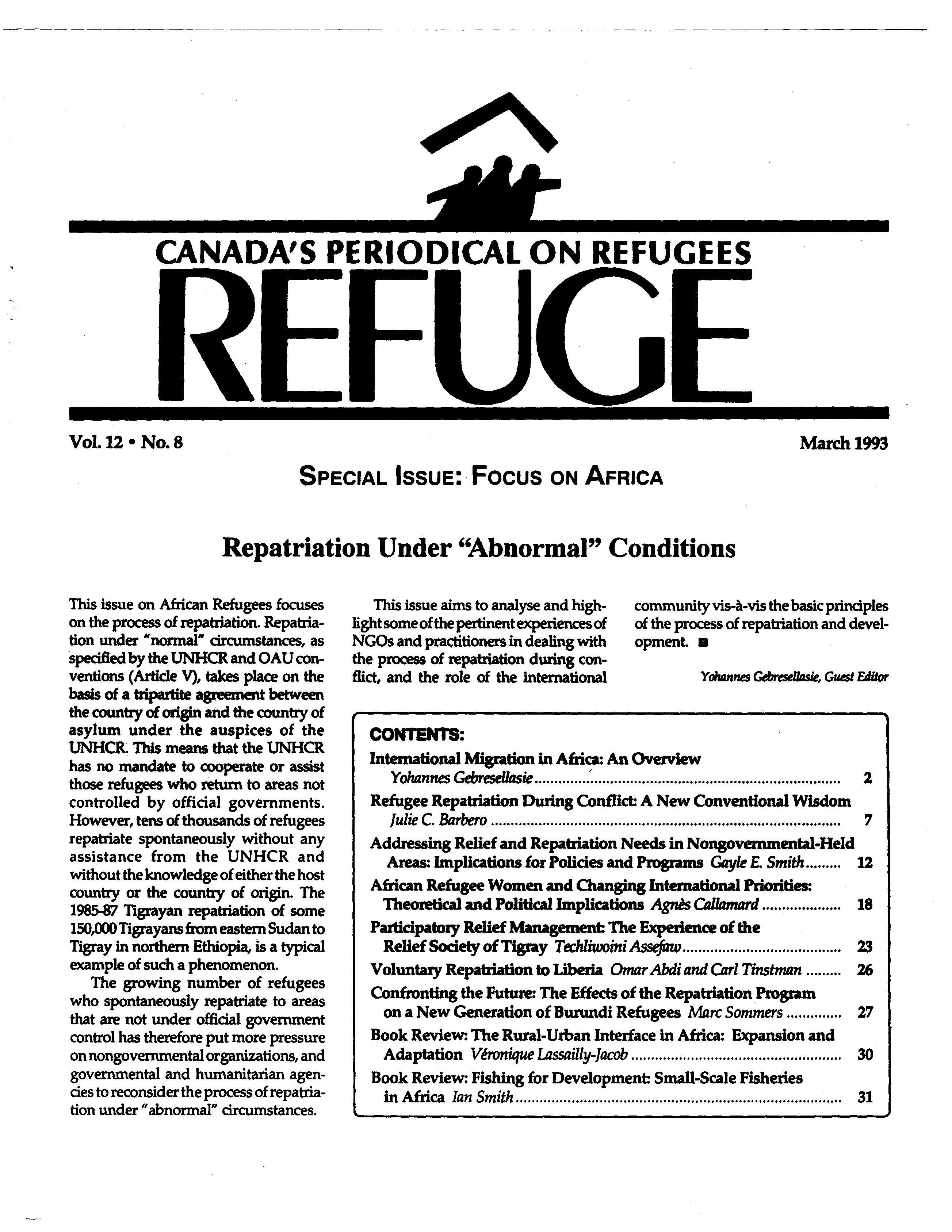 first page Refuge vol. 12.8 1993