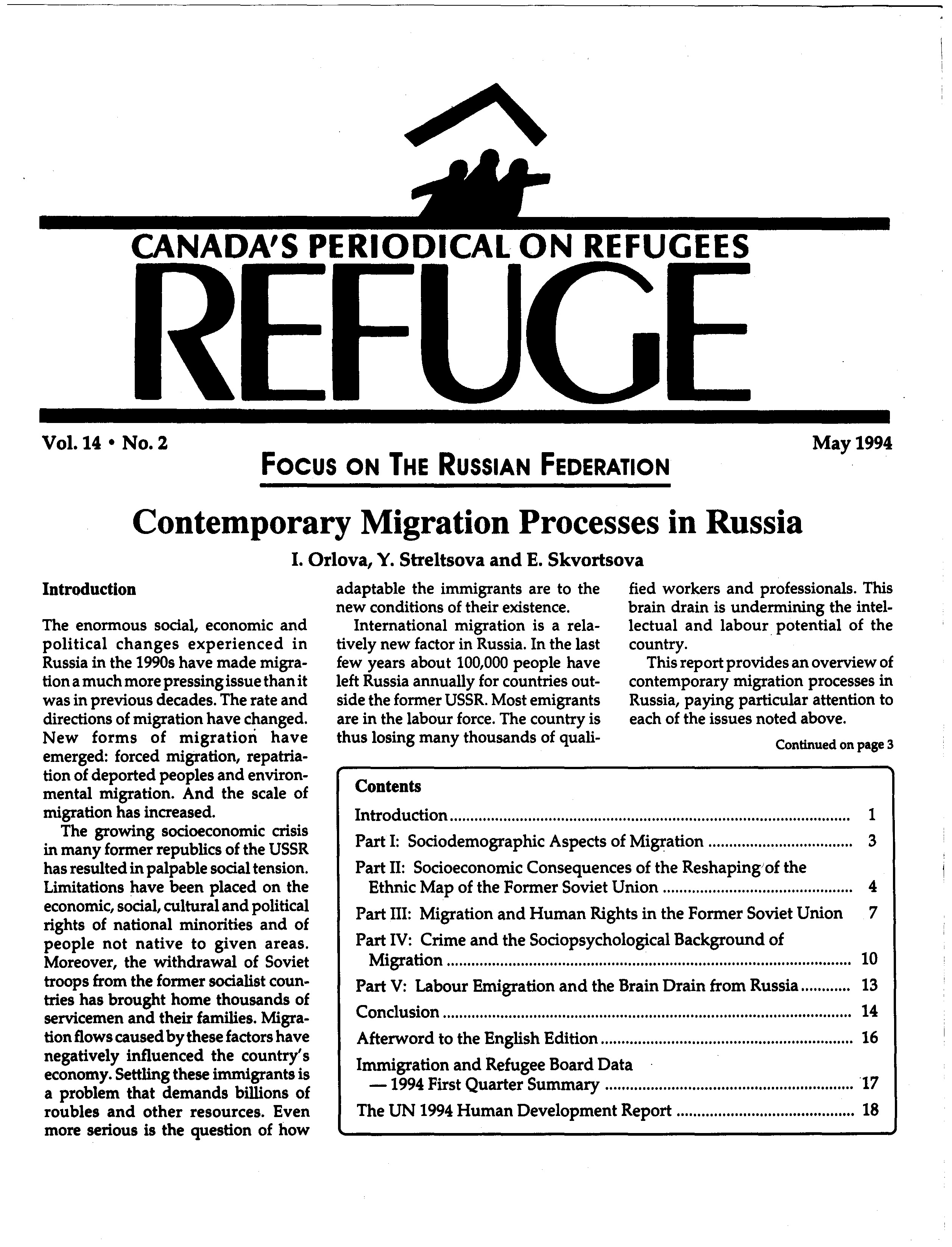 first page Refuge vol. 14.2 1994