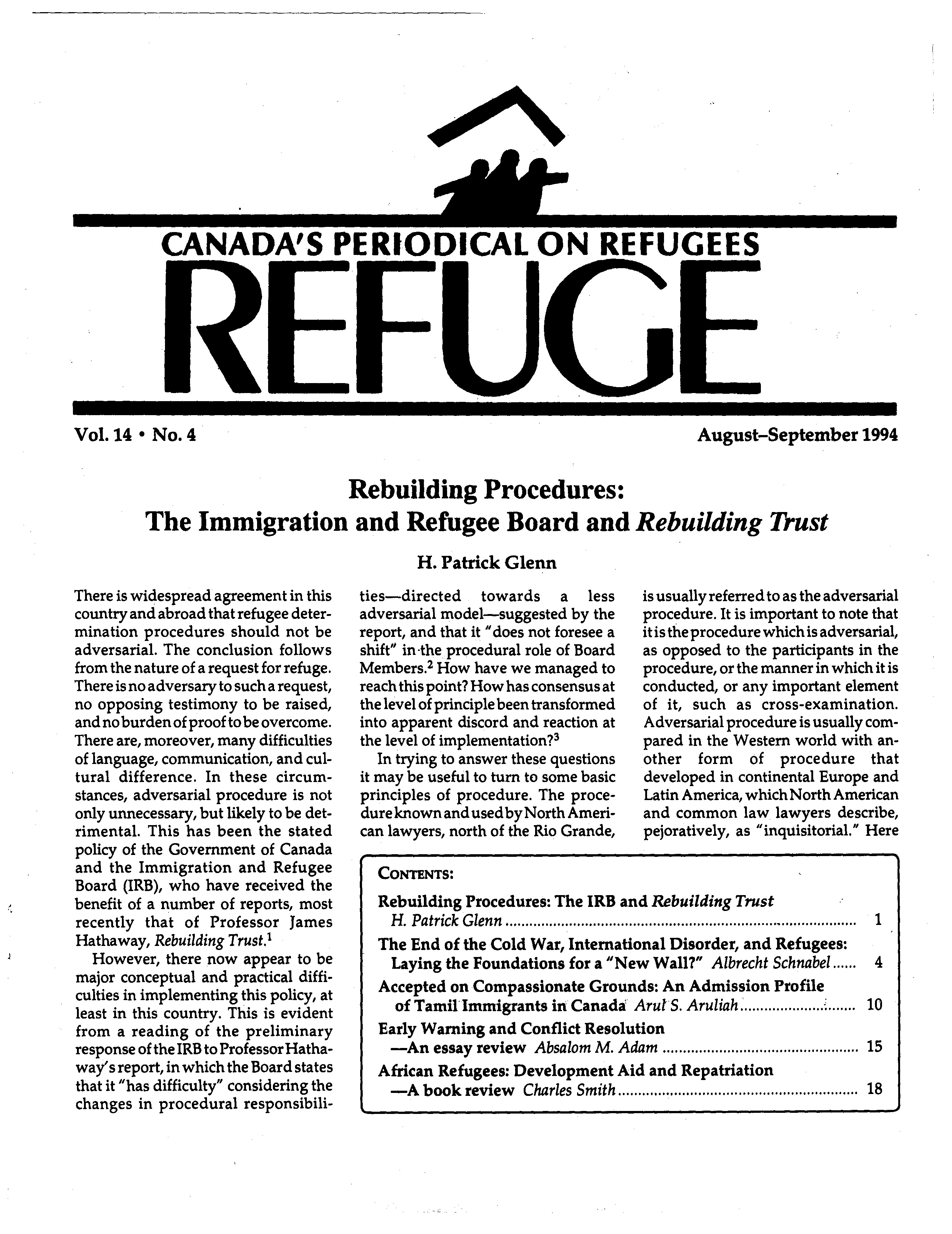 first page Refuge vol. 14.4 1994