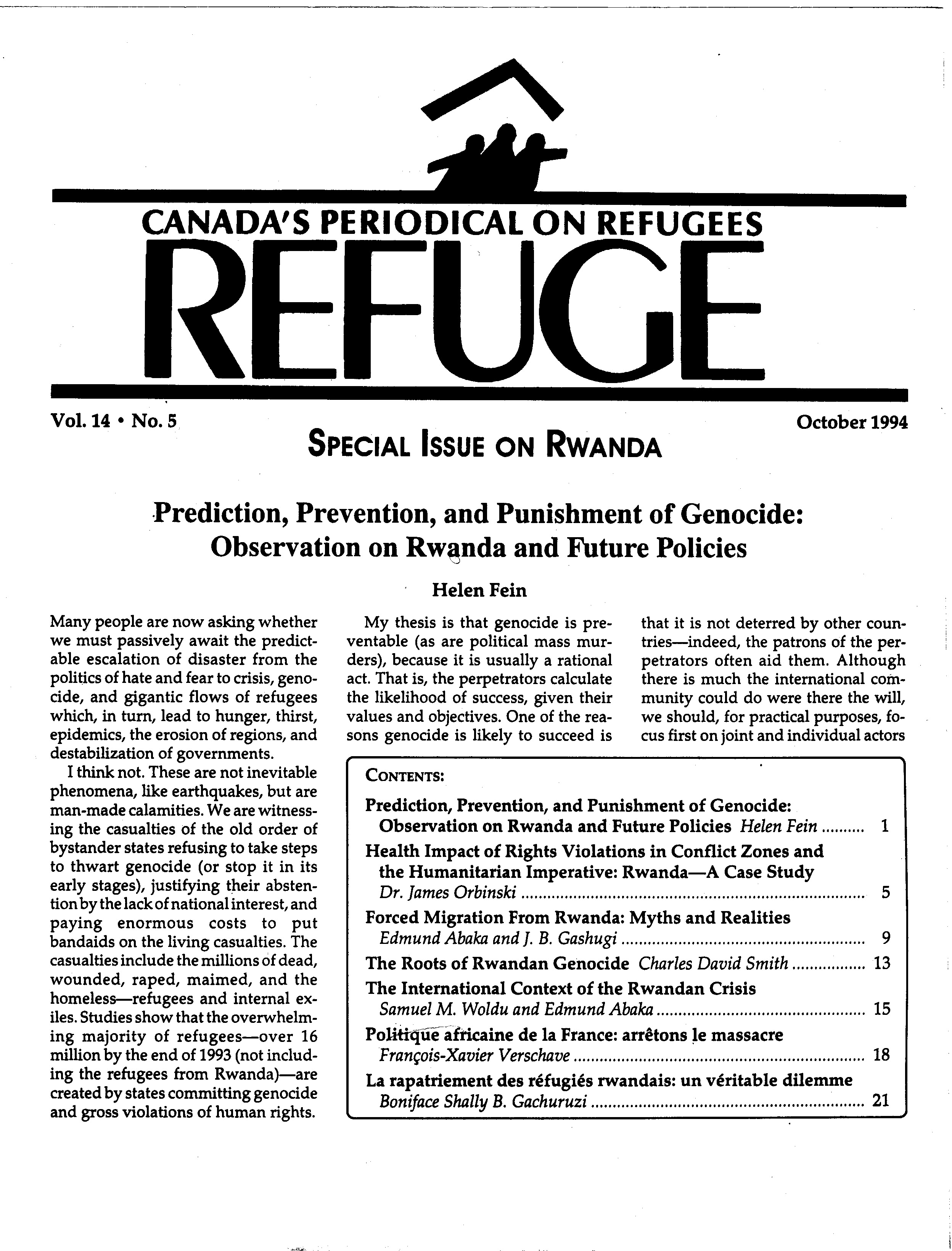 first page Refuge vol. 14.5 1994
