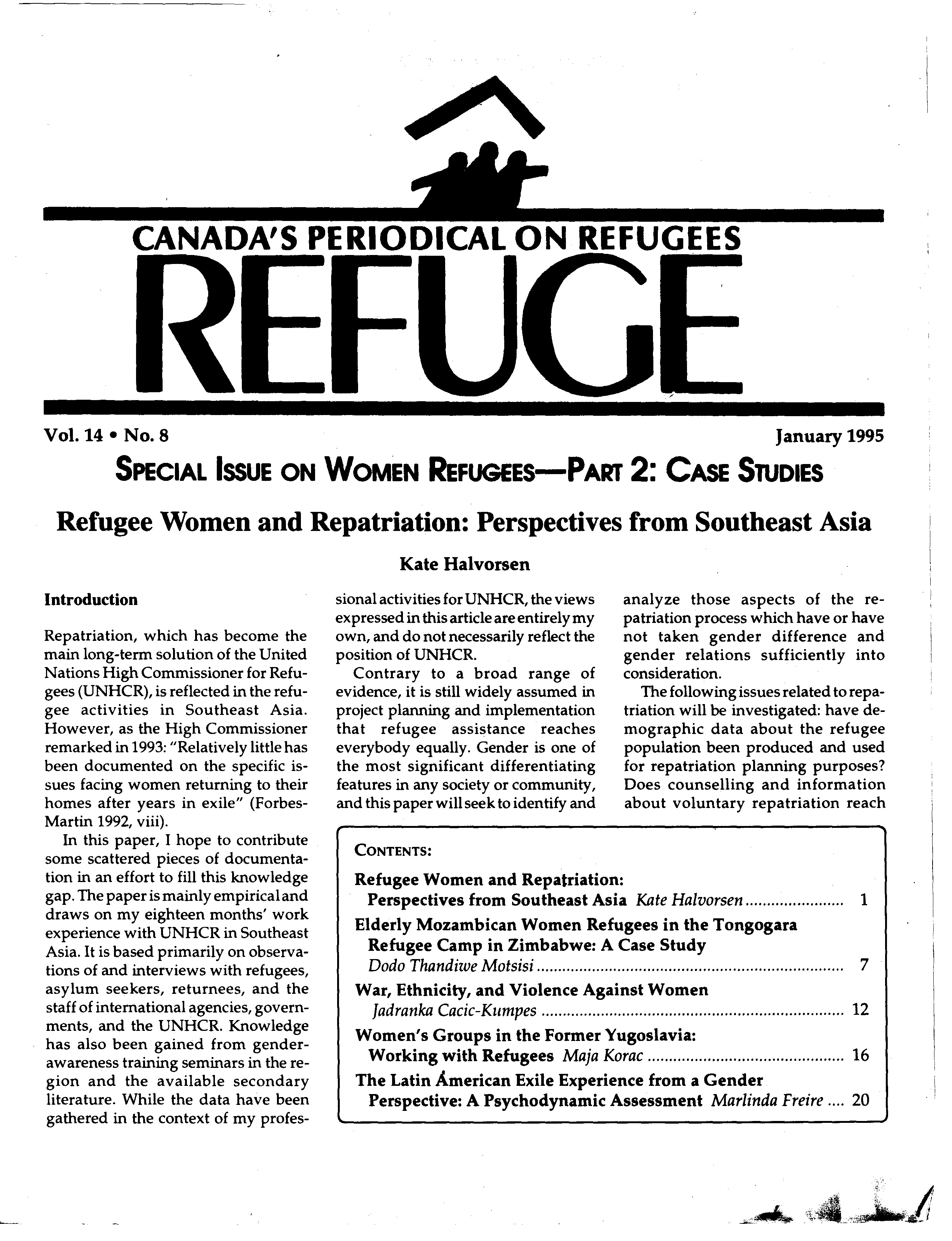 first page Refuge vol. 14.8 1995