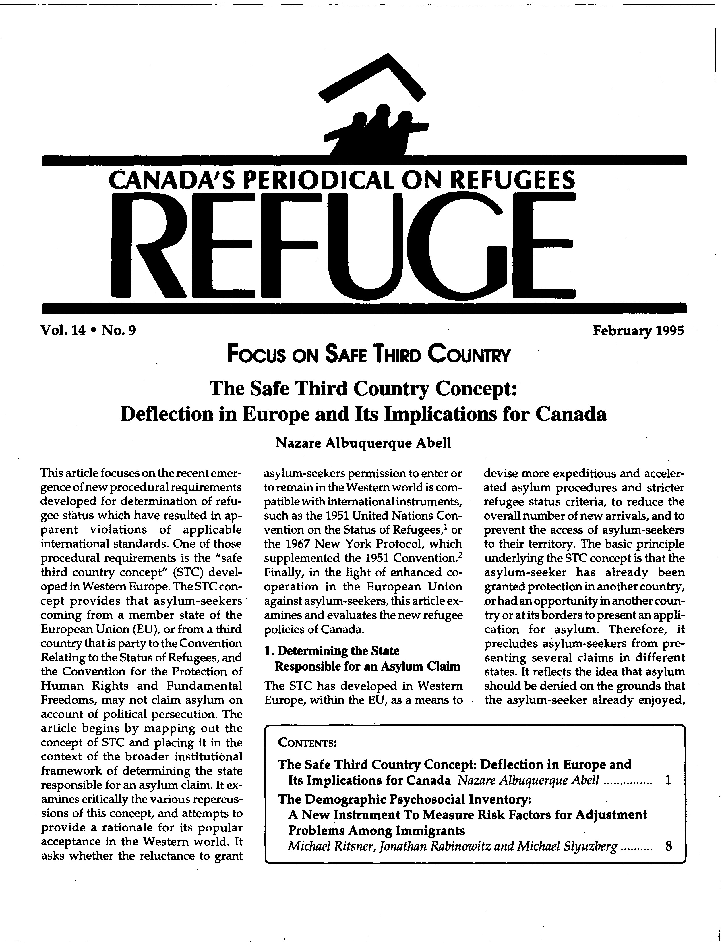 first page Refuge vol. 14.9 1995
