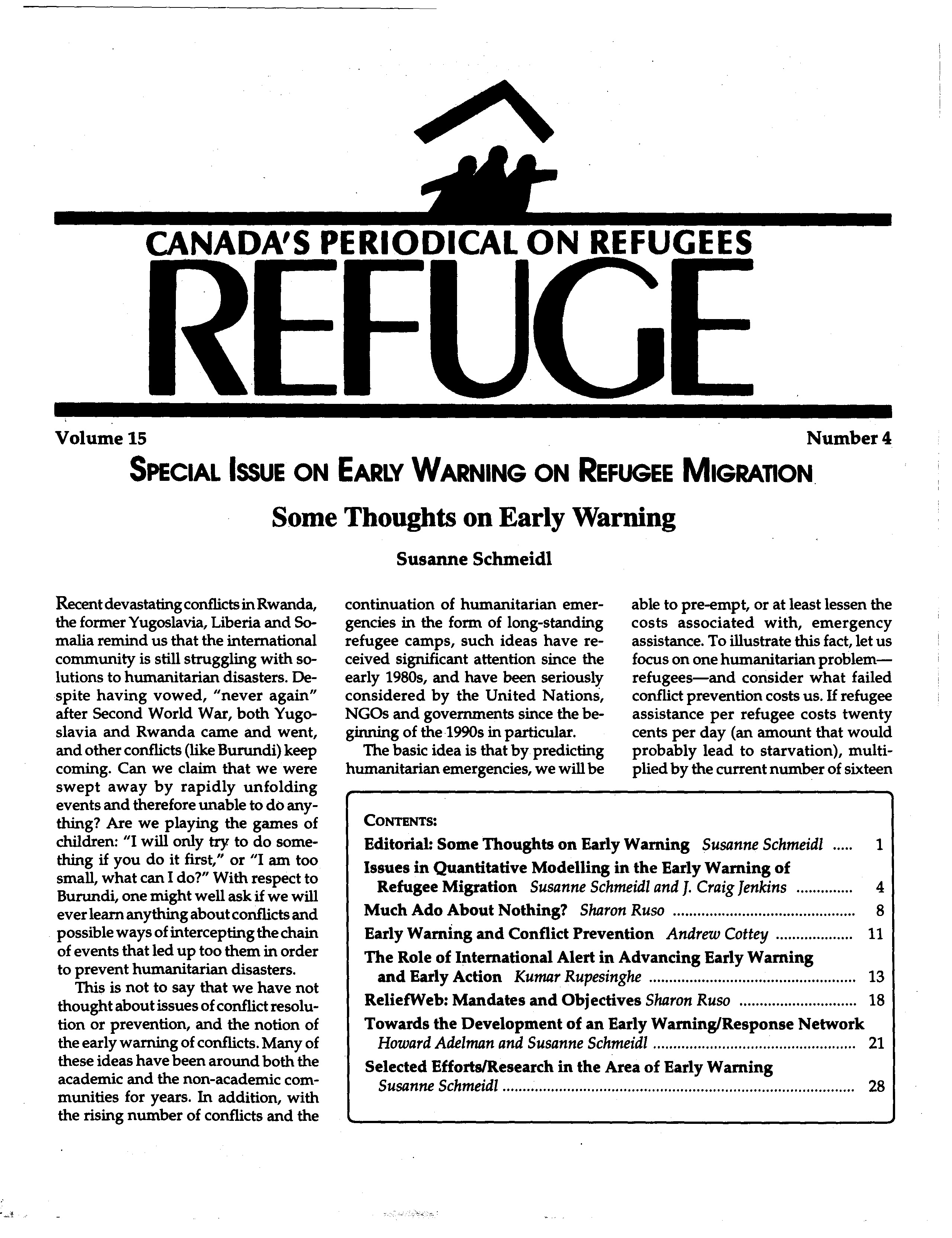 first page Refuge vol. 15.4 1996
