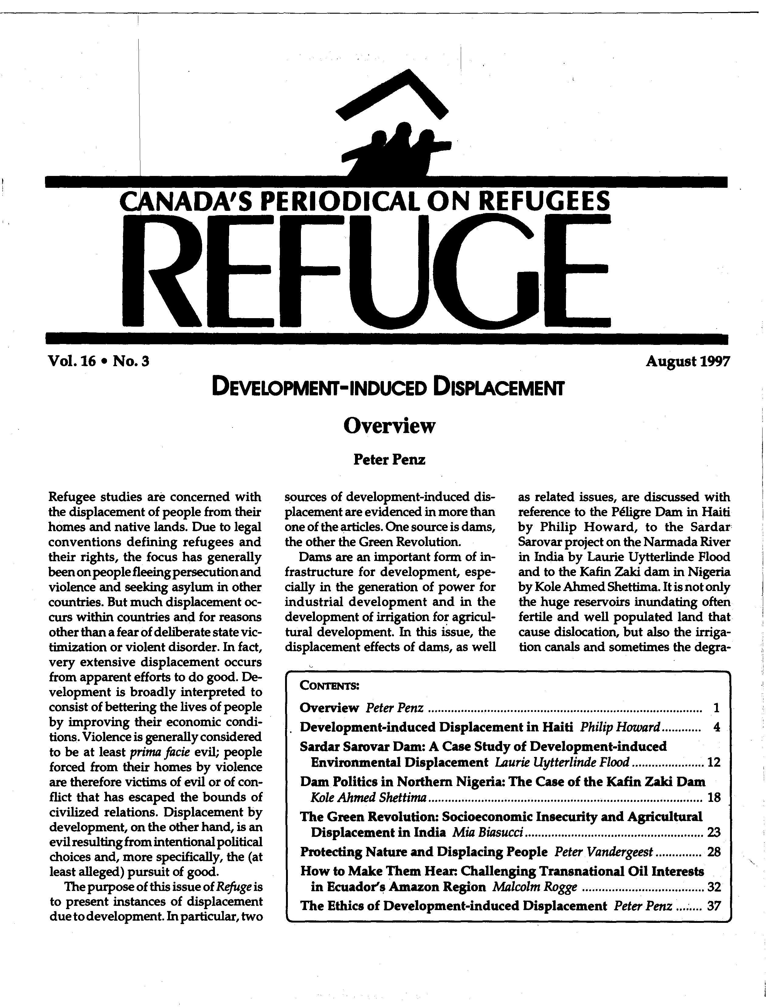 first page Refuge vol. 16.3 1997