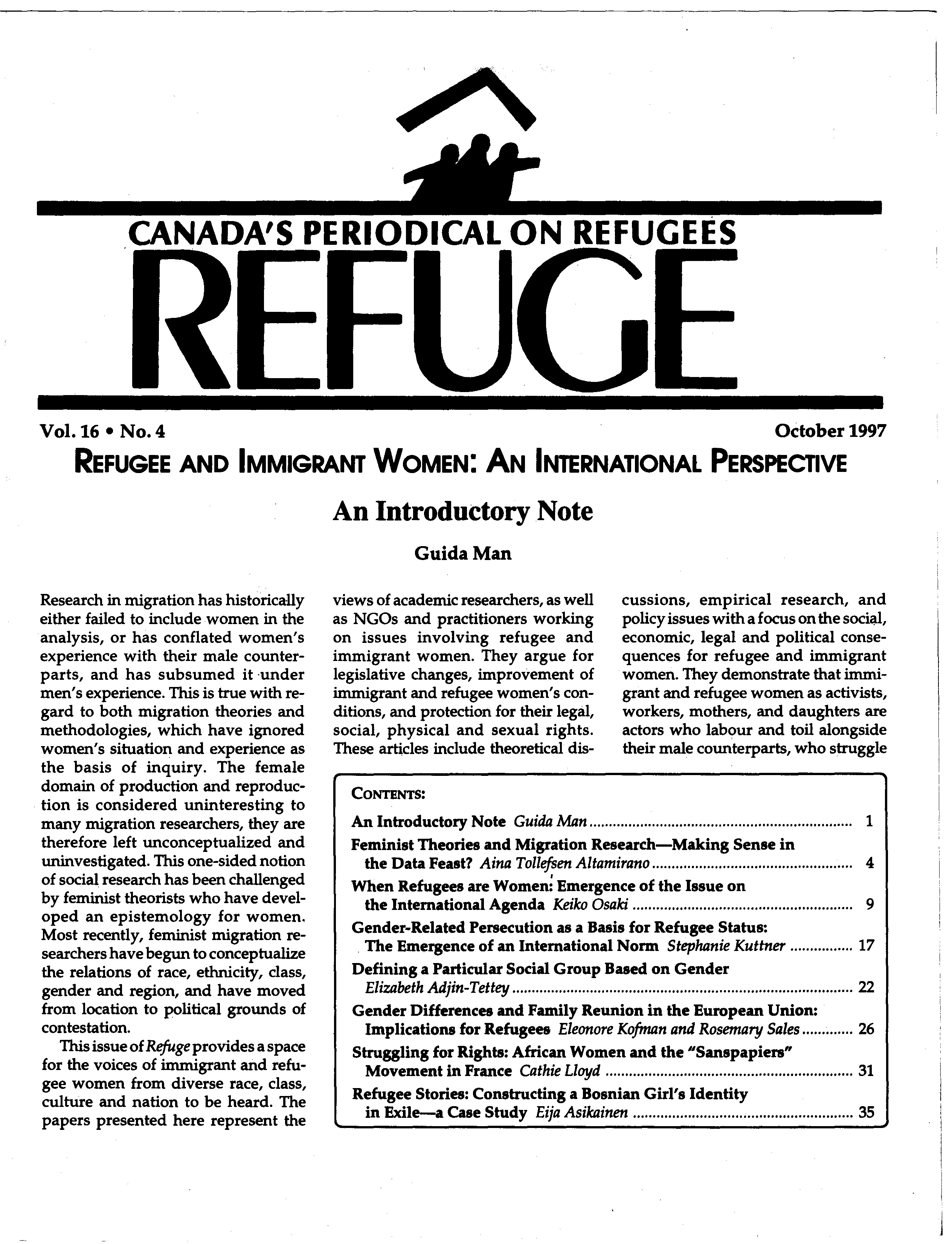 first page Refuge vol. 16.4 1997
