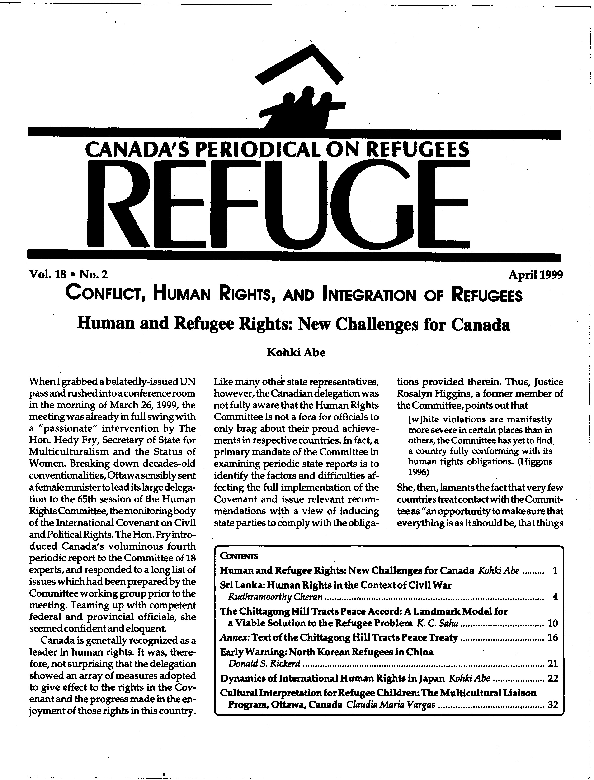 first page Refuge vol. 18.2 1999