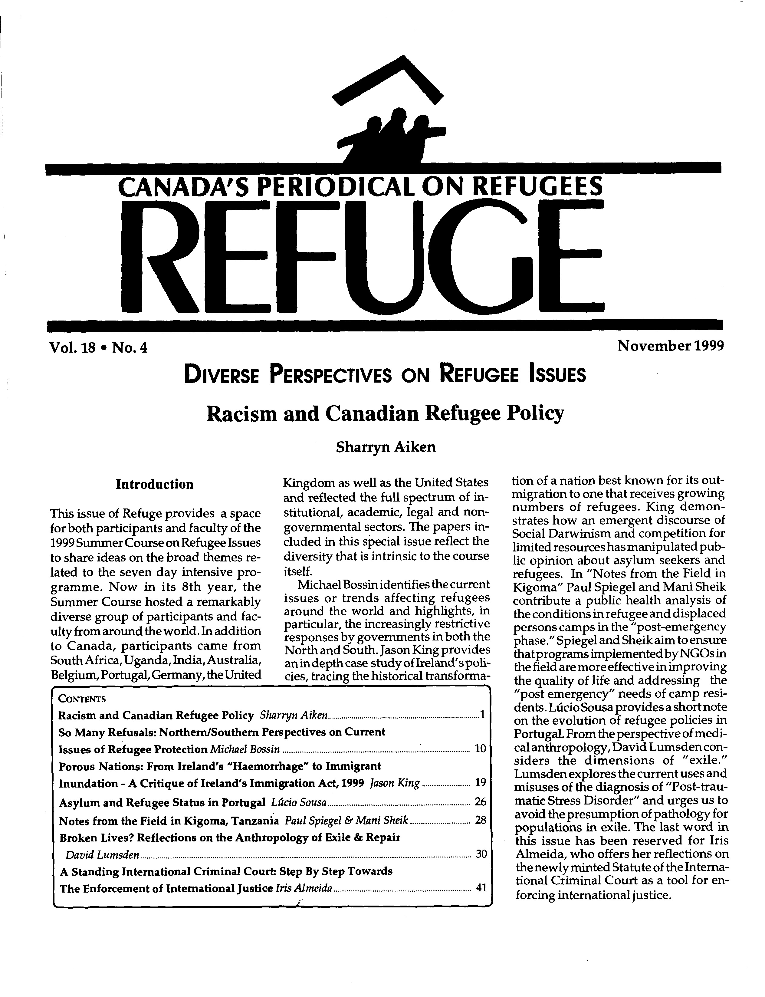 first page Refuge vol. 18.4 1999
