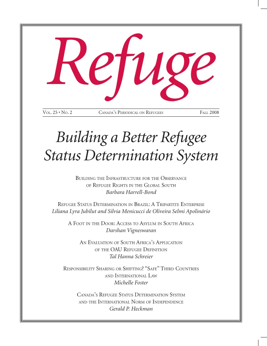cover Refuge vol. 25.1 2008