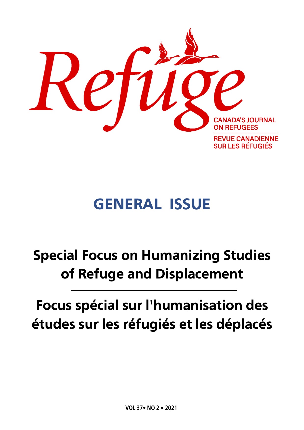 Cover page of Refuge issue 37.2 (2021)
