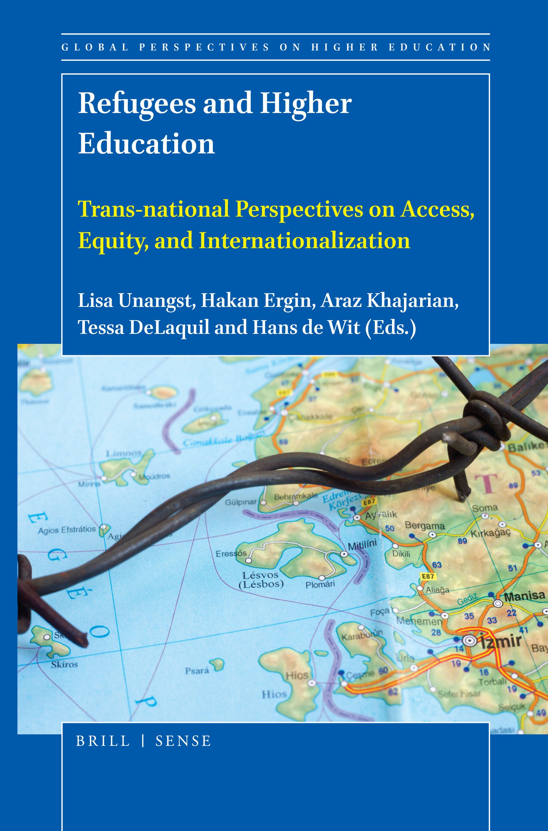 Refugees and Higher Education, book cover showing map of Turkey with barbed wire across the top